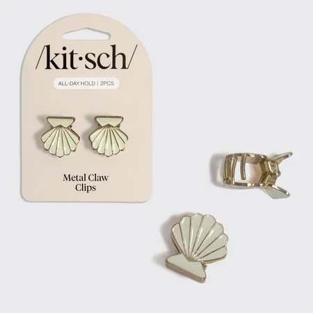 kitsch-muschel-haarspangen-set-gold-pearlized-cream-metal-clam-shell-clip-2er image 1
