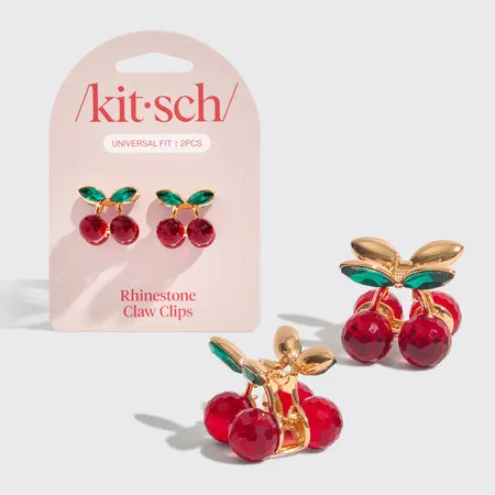 kitsch-cherry-rhinestone-mini-klammern-2er-set-haarklammern-mit-kirsch-strass image 1