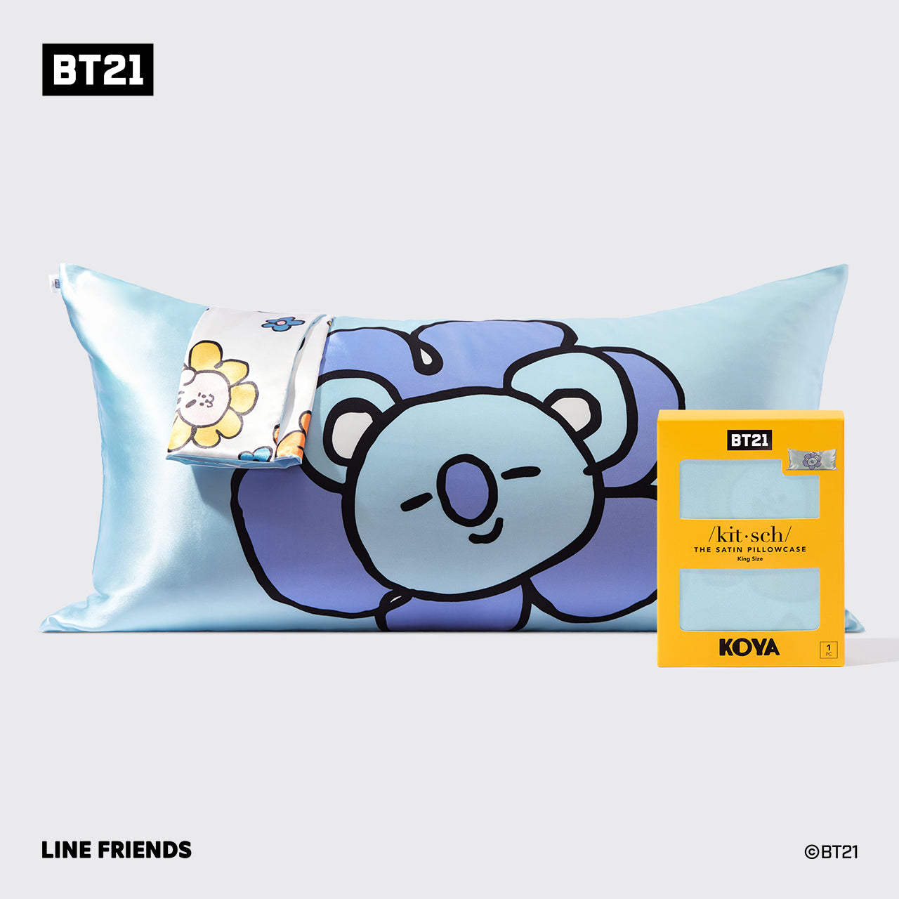 kitsch-x-bt21-satin-kopfkissenbezug-koya-king image 2
