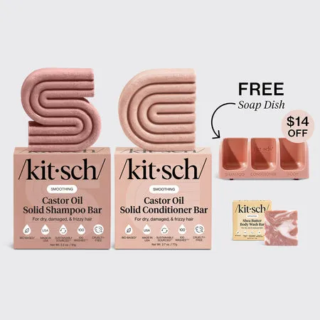 kitsch-n-hrendes-rizinus-l-shampoo-und-sp-lungs-bar-body-wash-set-mit-terrakotta image 1