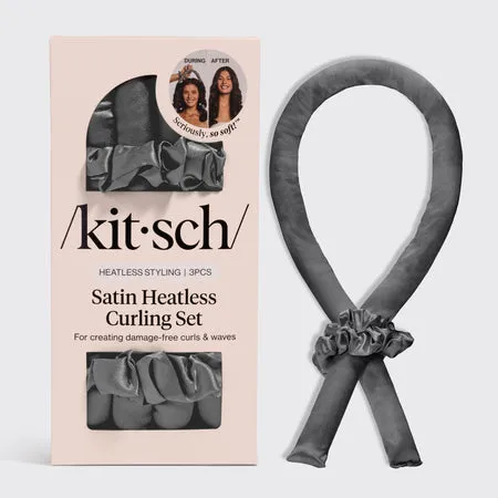 kitsch-charcoal-satin-heatless-curling-set-lockenband-34-inch image 1