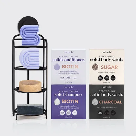 kitsch-purple-shampoo-conditioner-bar-mit-biotin-caddy-bundle-festes-silbershamp image 1