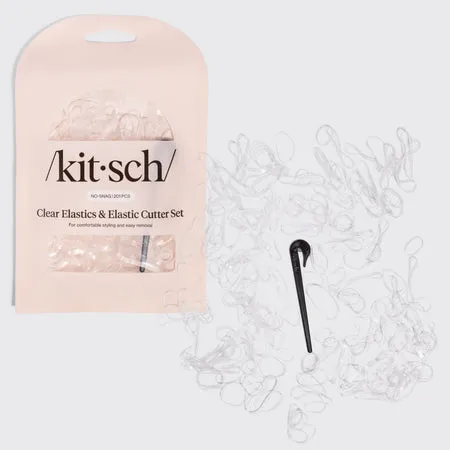 kitsch-clear-black-no-snag-elastics-200-stk-cutter-set-haargummi-set image 1