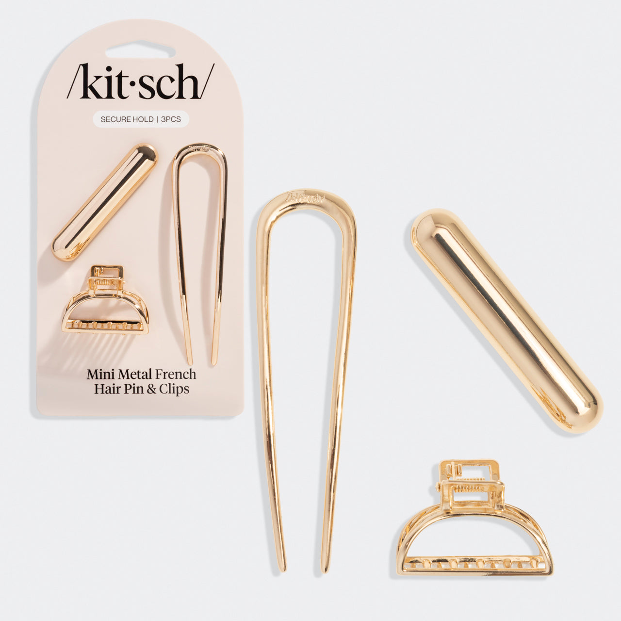kitsch-gold-mini-metal-french-hair-pin-clips-set-haarspangen-set-gold image 2