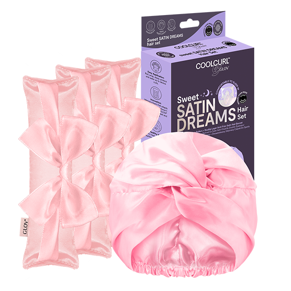 glov-coolcurl-sweet-satin-dreams-schlaf-styling-set-ribbon-rollers-satin-turban image 1