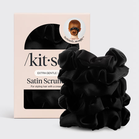 kitsch-black-satin-sleep-scrunchies-5er-set image 1