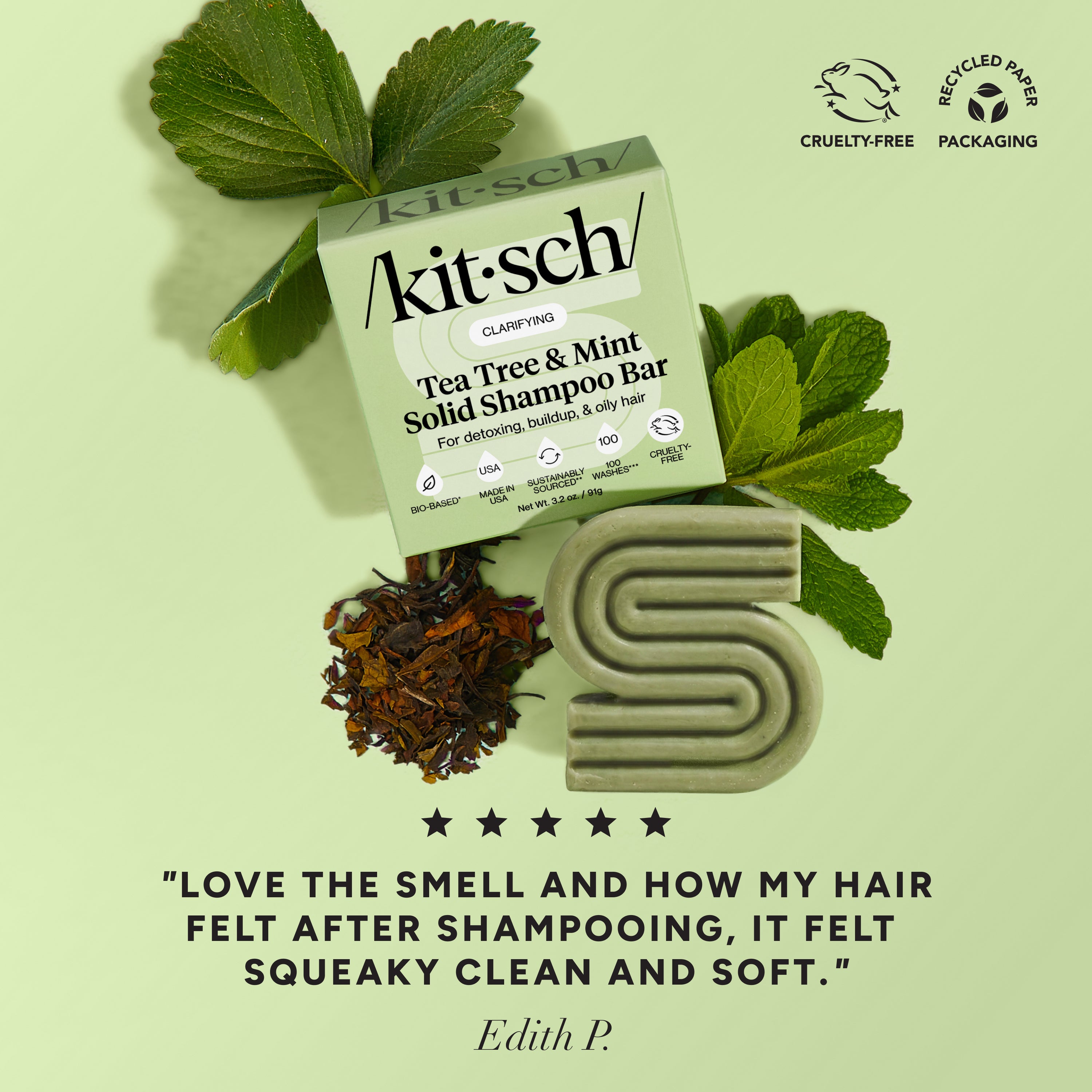 kitsch-tea-tree-mint-clarifying-shampoo-conditioner-bar-combo image 3