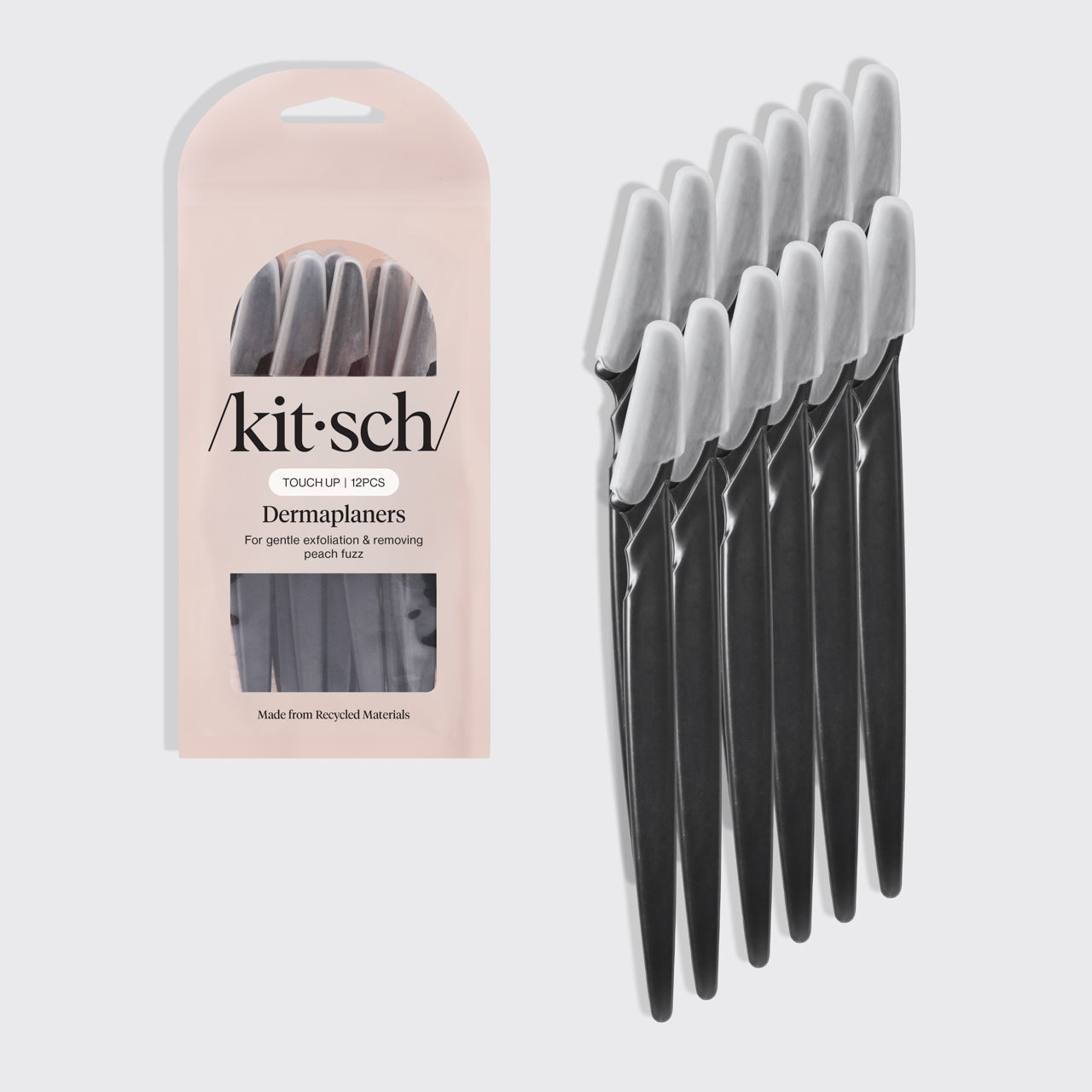 kitsch-recycled-plastic-dermaplaner-12er-set-schwarz-gesichtshaarentferner image 2