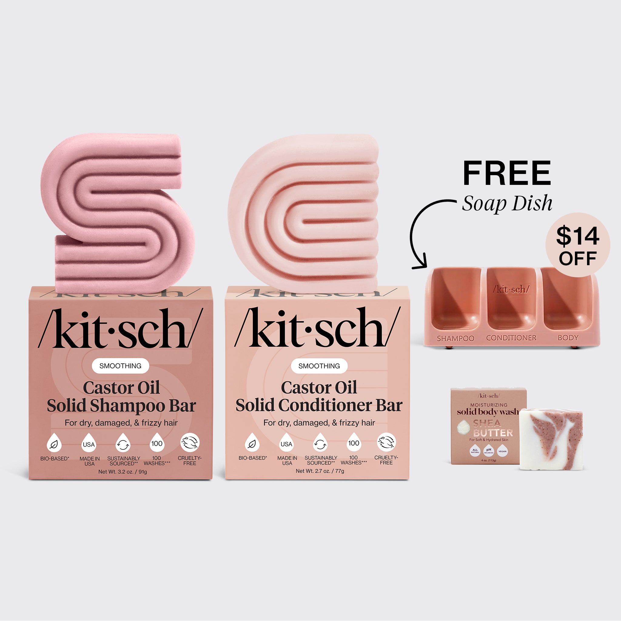 kitsch-build-your-own-self-draining-soap-dish-bundle-shampoo-bar-conditioner-bar image 4