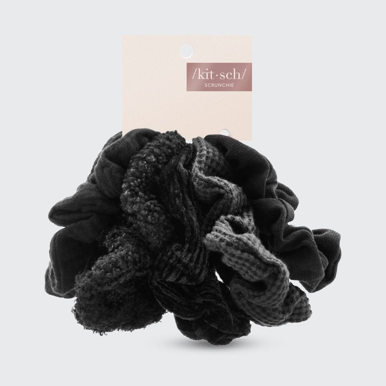 kitsch-assorted-textured-scrunchies-haargummis-schwarz-5er-set image 5
