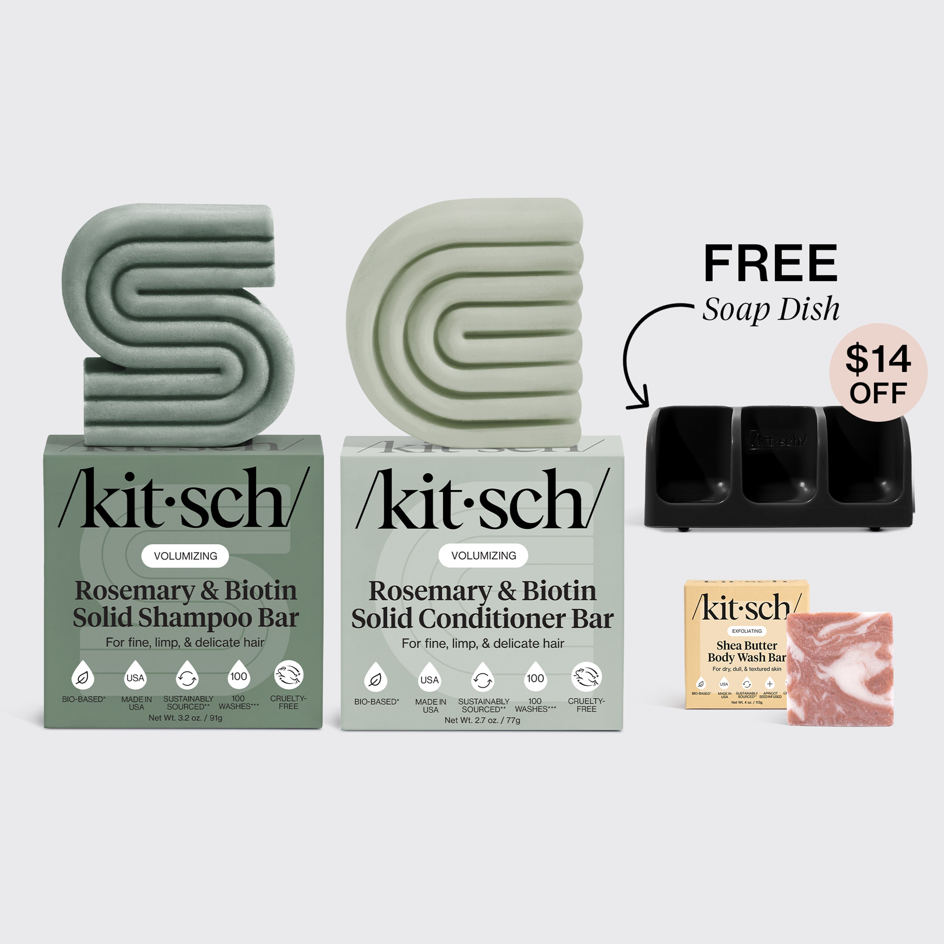 kitsch-volumizing-rosemary-black-self-draining-soap-dish-bundle-shampoo-sp-lung- image 2