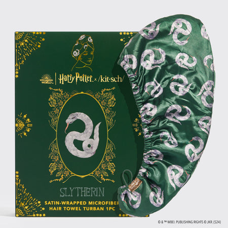 kitsch-x-harry-potter-satin-wrapped-haartuch-slytherin-haarturban image 1