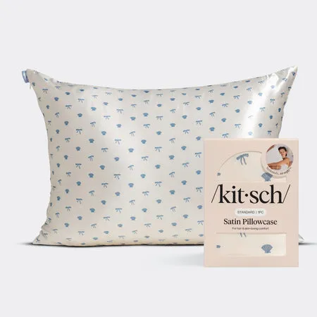 kitsch-pearlized-cream-coastal-blue-satin-kissenbezug-4er-pack-queen-standard-66 image 1