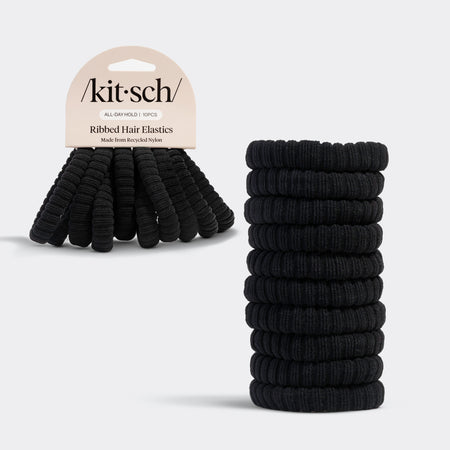 kitsch-black-ribbed-haargummis-strukturiert image 1