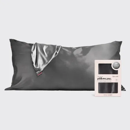 kitsch-satin-kissenbezug-charcoal-king-91x48-cm-mit-rei-verschluss-2er-pack image 1