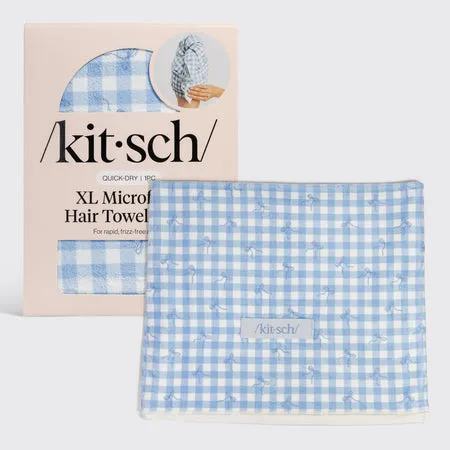 kitsch-gingham-blue-xl-hair-towel-wrap-mikrofaser-haarturban image 1