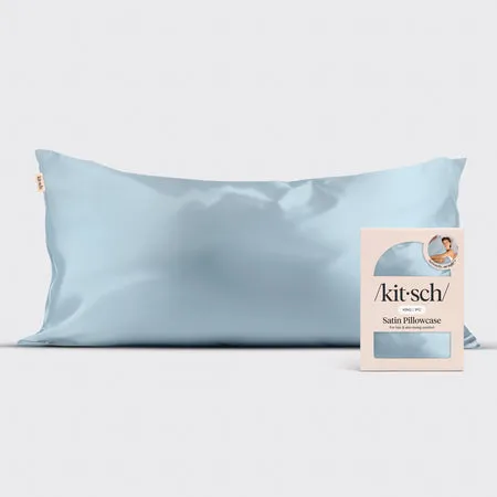 kitsch-satin-pillowcase-in-haze-blue-king-91x48-cm image 1