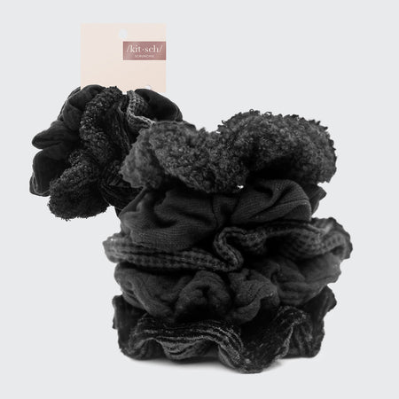 kitsch-assorted-textured-scrunchies-haargummis-schwarz-5er-set image 1