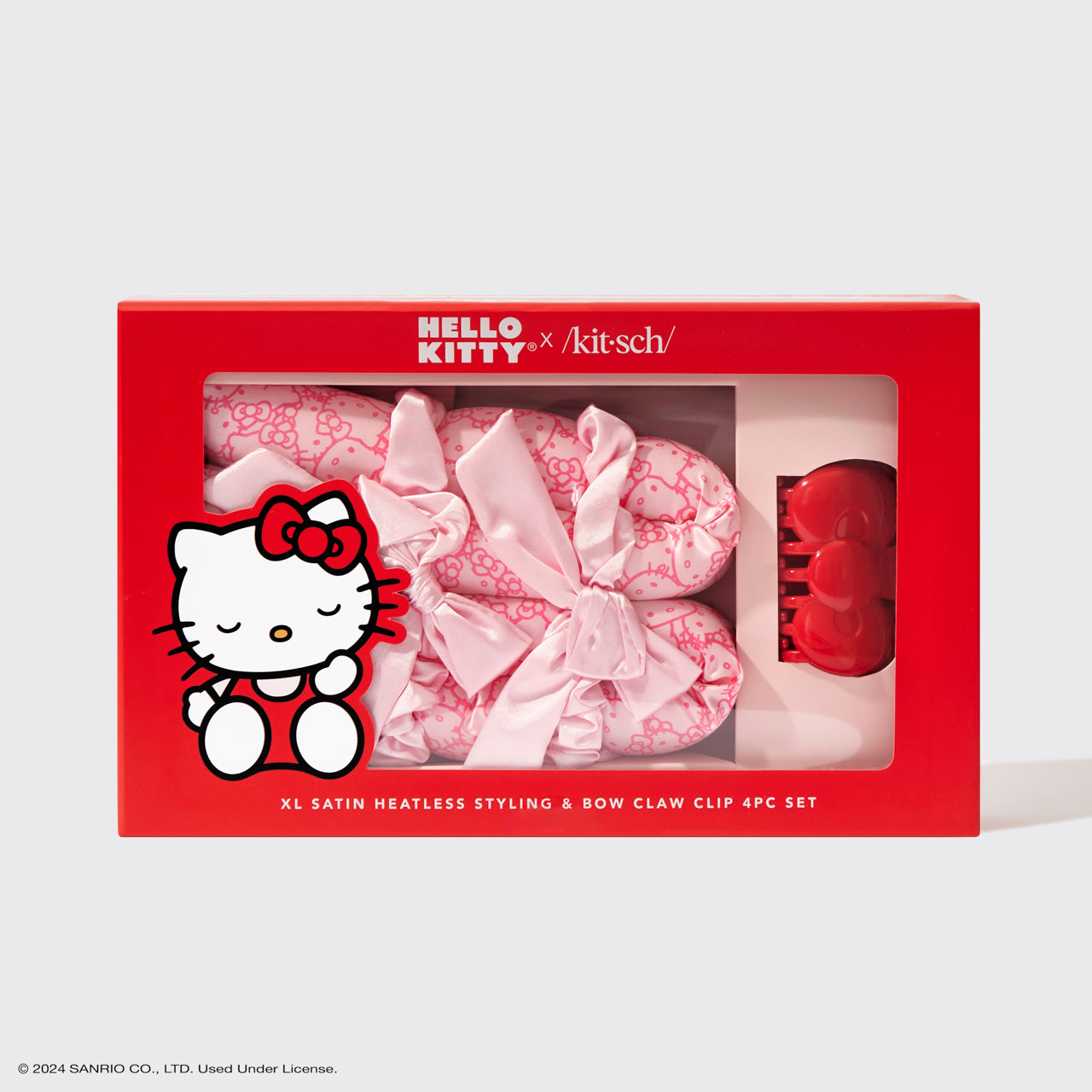 kitsch-hello-kitty-x-kitsch-xl-satin-heatless-styling-bow-claw-clip-4pc-set image 4