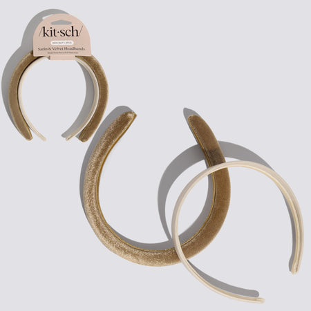 kitsch-cream-camel-satin-velvet-headbands-haarreifen-2er-set image 1