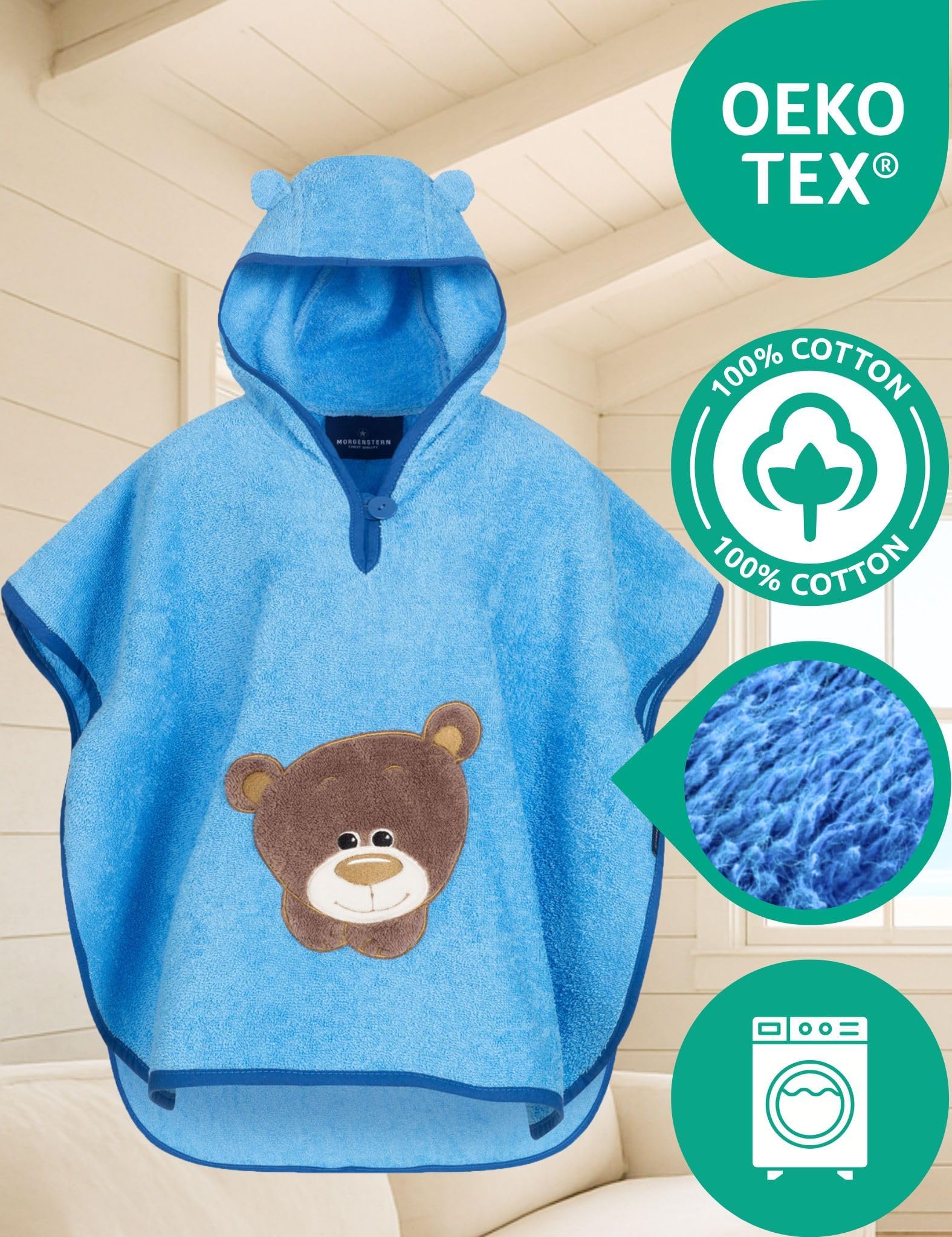 morgenstern-badeponcho-kinder-1-3-jahre-regenbogen-handtuchponcho-mit-kapuze-aus image 3