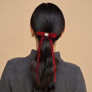 kitsch-velvet-gemstone-bow-haarclip-rot image 6