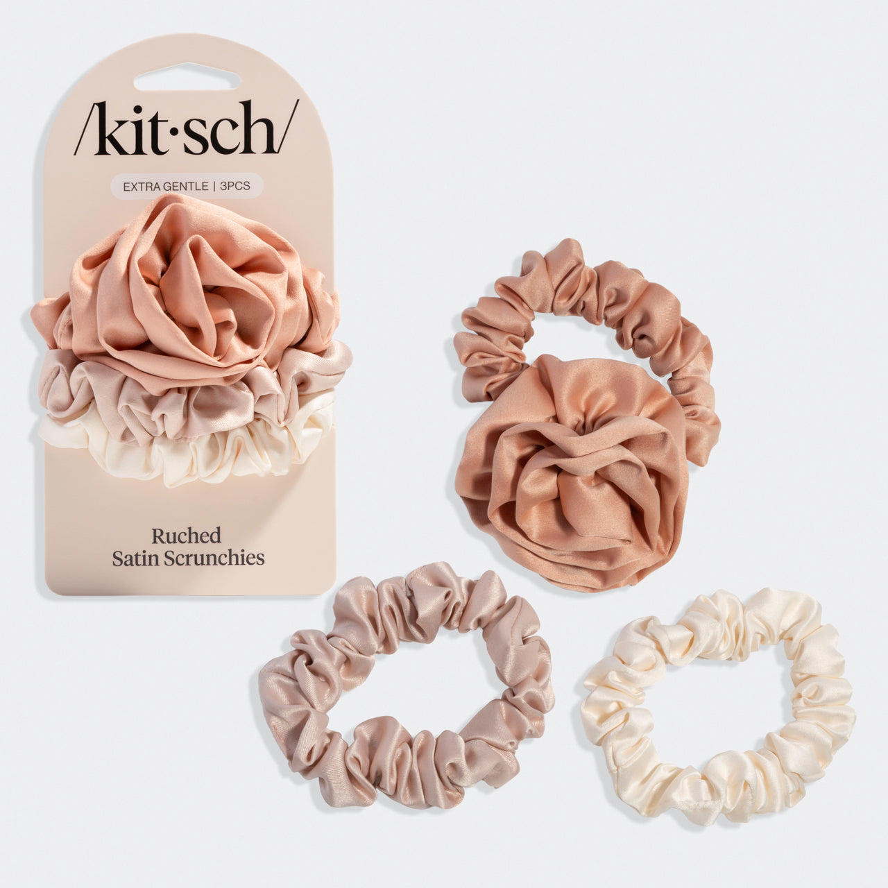 kitsch-terracotta-rosette-ruched-satin-scrunchies-haargummi image 2