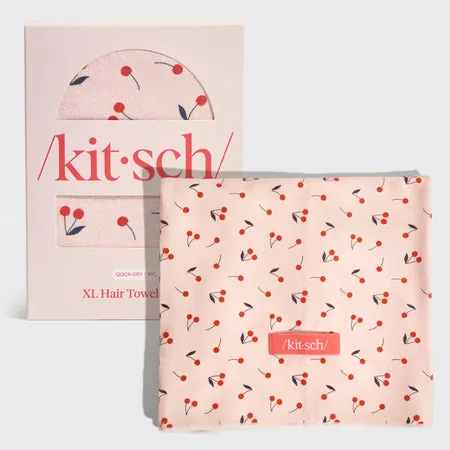 kitsch-cherry-print-xl-hair-towel-wrap-mikrofaser-haarturban image 1