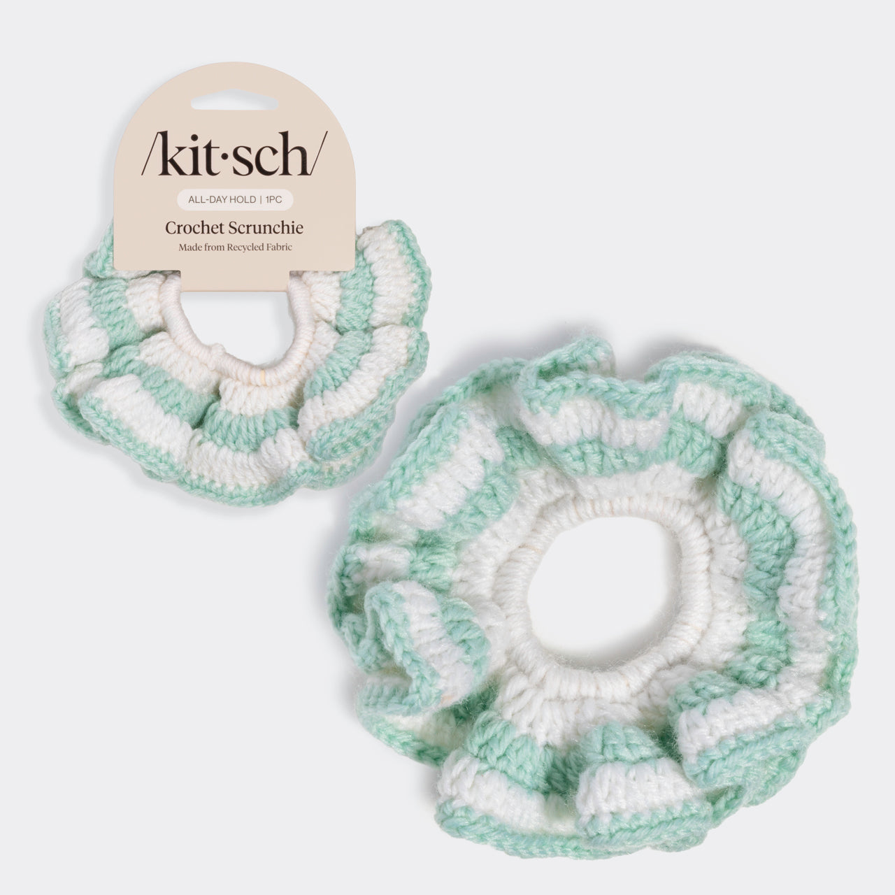 kitsch-crochet-scrunchie-seafoam-blue-h-kel-haargummi-aus-recycling-stoff image 2