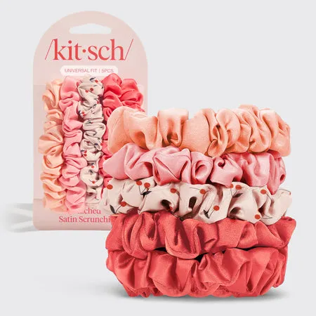 kitsch-cherry-blossom-ruched-satin-scrunchies-5er-set image 1