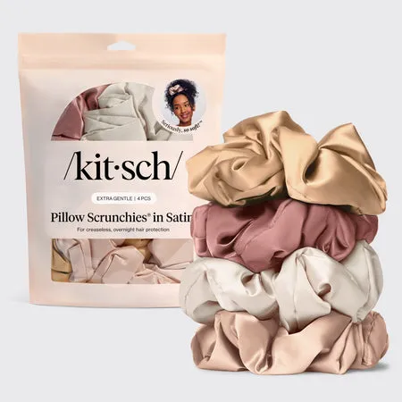 kitsch-blush-satin-pillow-scrunchies-4er-set-rosa-seiden-haargummis image 1