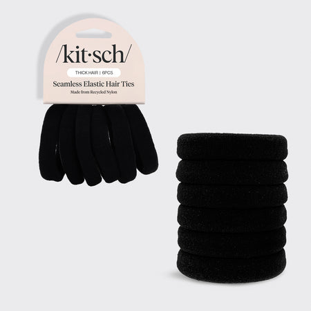 kitsch-black-thick-elastics-6pc-set-haargummis-f-r-dickes-haar image 1