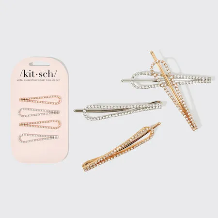 kitsch-metal-rhinestone-drop-bobby-pins-4er-set-gold-silber image 1