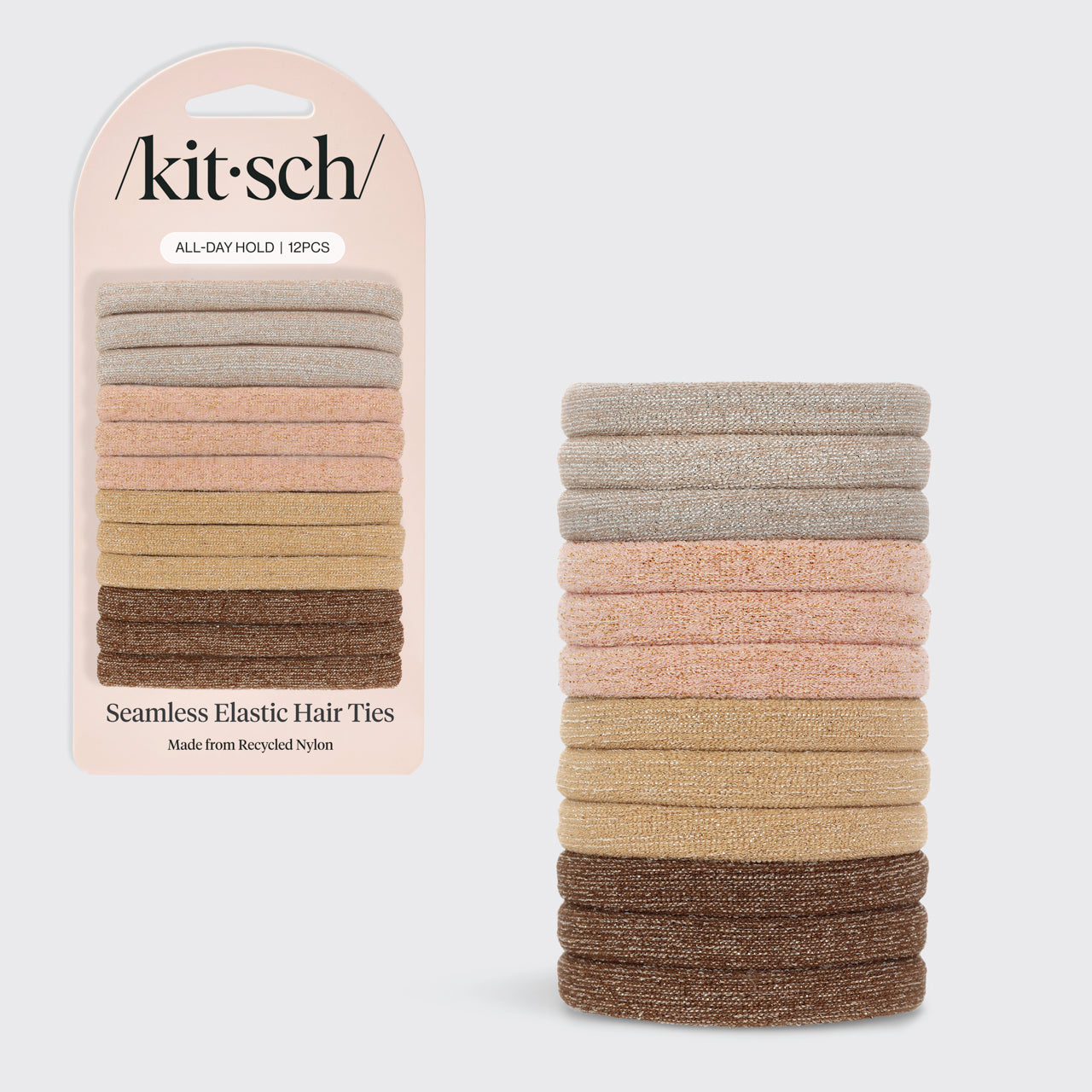 kitsch-neutral-glitter-elastics-12pc-set-recycelte-haargummis image 2