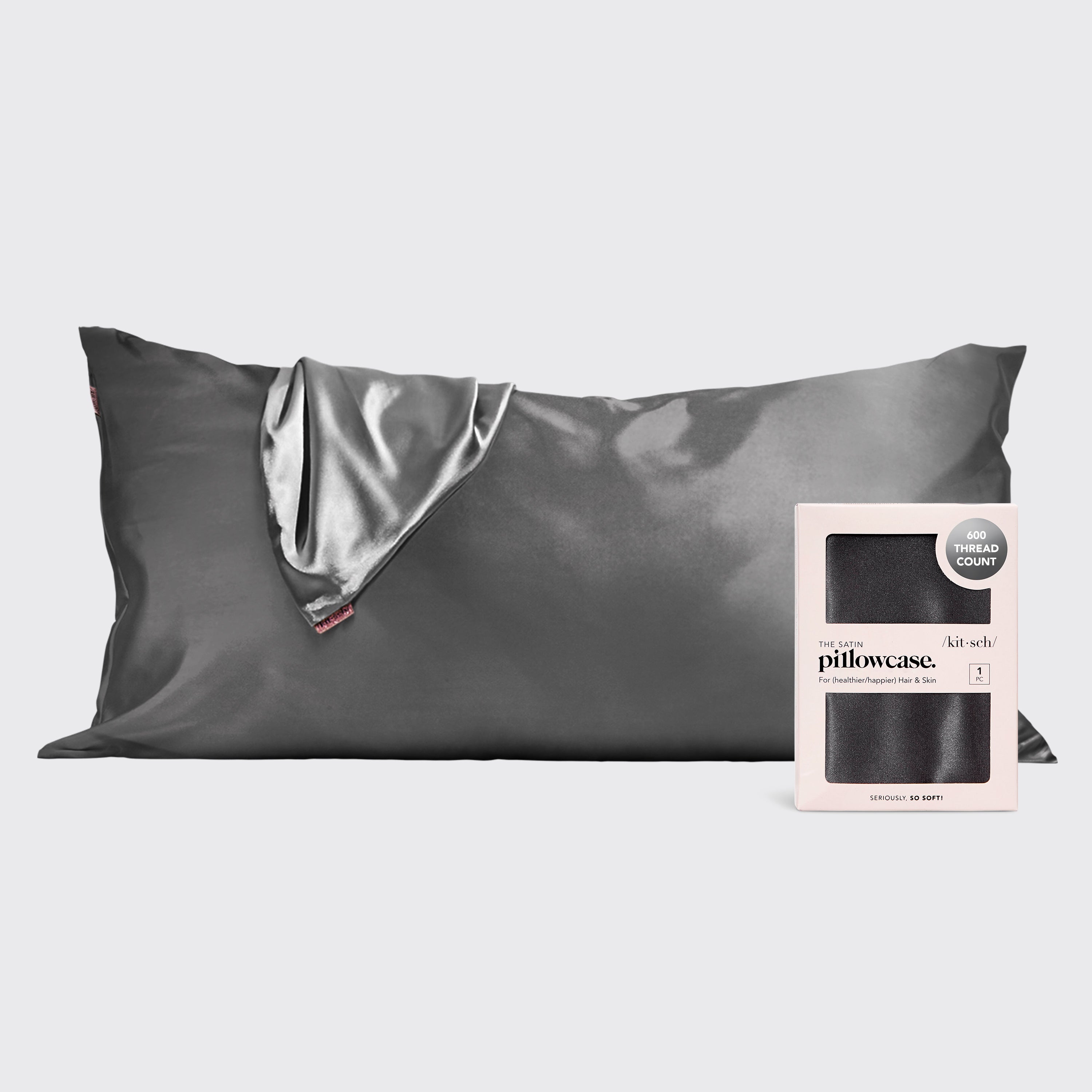 kitsch-satin-kissenbezug-charcoal-king-91x48-cm-mit-rei-verschluss-4er-pack image 2