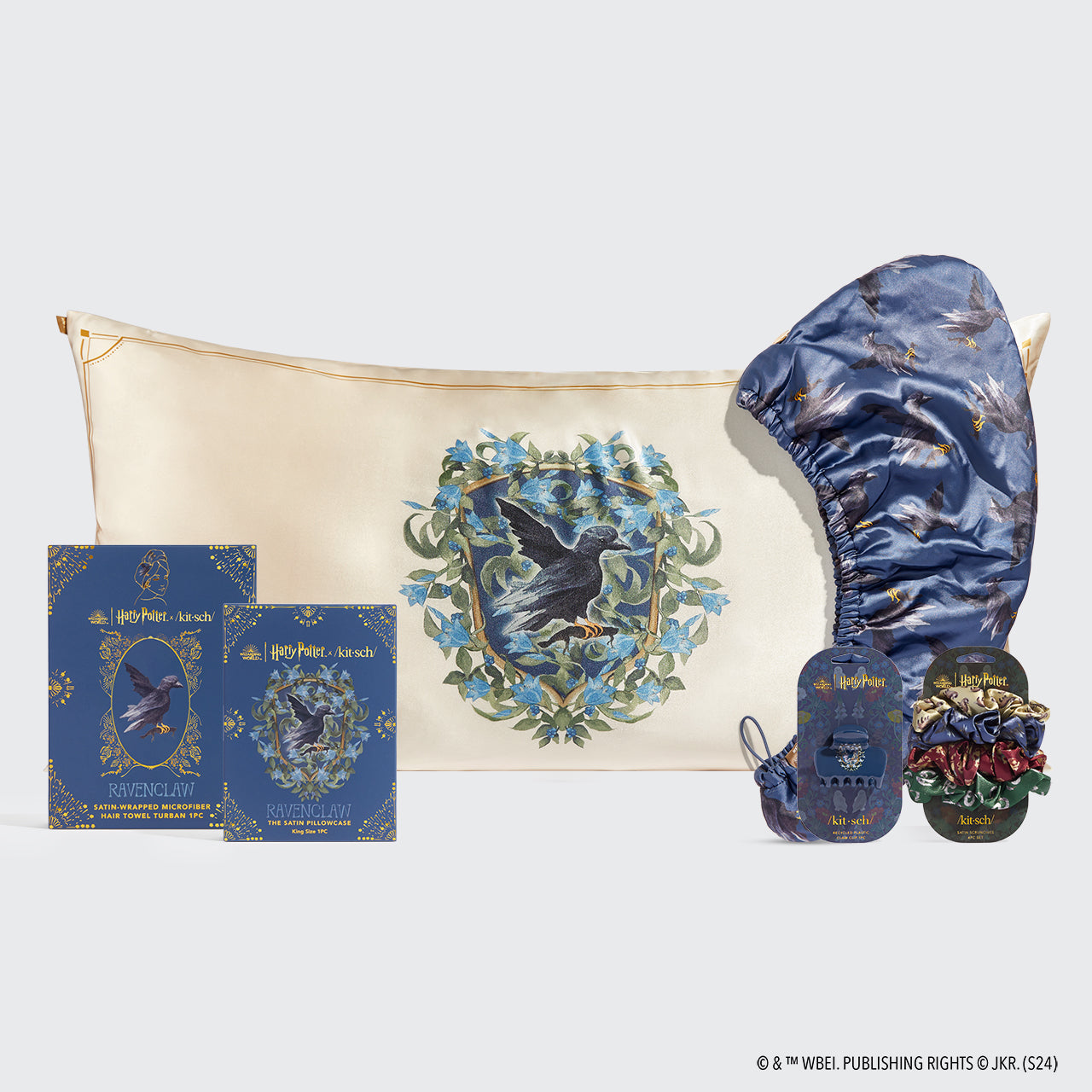 kitsch-x-harry-potter-ravenclaw-bundle-king-satin-kissenbezug-haarspangen-set image 2