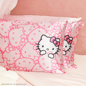 kitsch-x-hello-kitty-satin-kopfkissenbezug-pink-hello-kitty-faces-king image 3