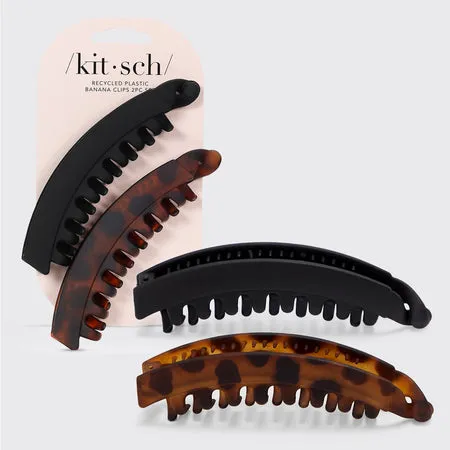 kitsch-banana-clip-2er-set-haarspange-schwarz-tortoise image 1