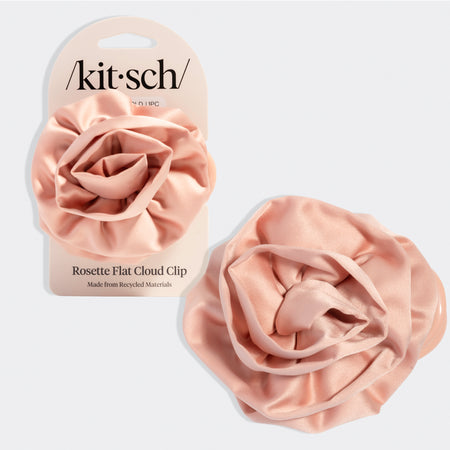 kitsch-satin-rosette-flat-cloud-clip-terracotta-medium-flache-haarklammer-mit-sa image 1