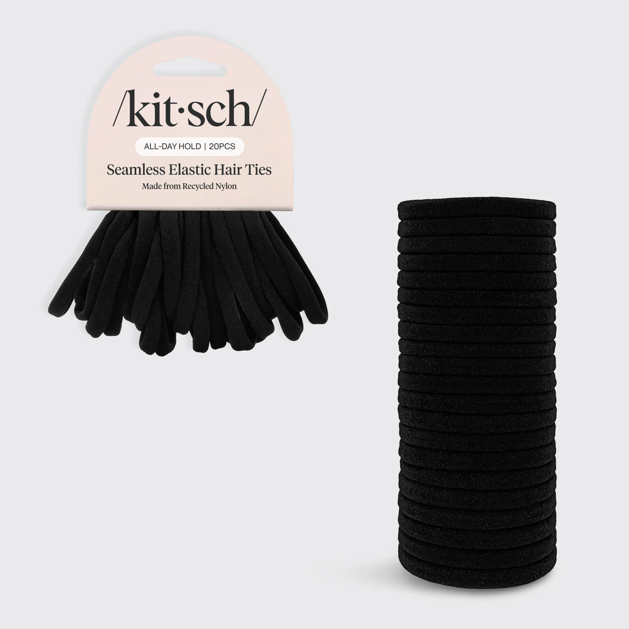 kitsch-black-elastic-haargummis-20er-set-aus-recycling-nylon image 2