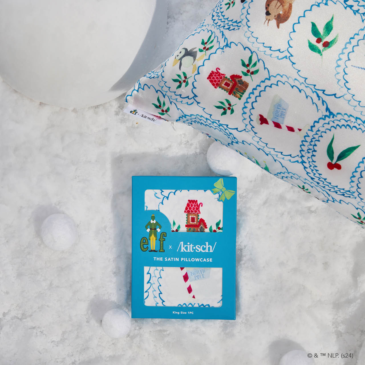 kitsch-x-elf-satin-kissenbezug-north-pole-king-36x19-zoll image 5