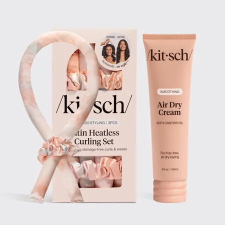 kitsch-no-heat-styling-duo-air-dry-cream-satin-heatless-curling-set image 1