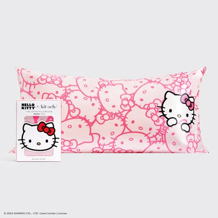 kitsch-x-hello-kitty-satin-kopfkissenbezug-pink-hello-kitty-faces-king image 1