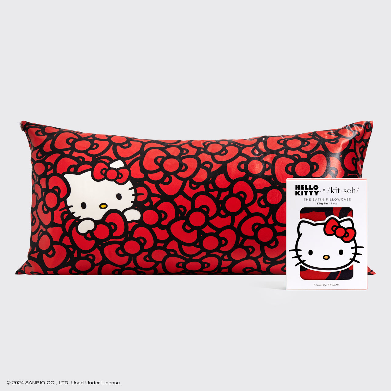 kitsch-x-hello-kitty-satin-kopfkissenbezug-kitty-bathes-in-a-sea-of-bows-king image 2