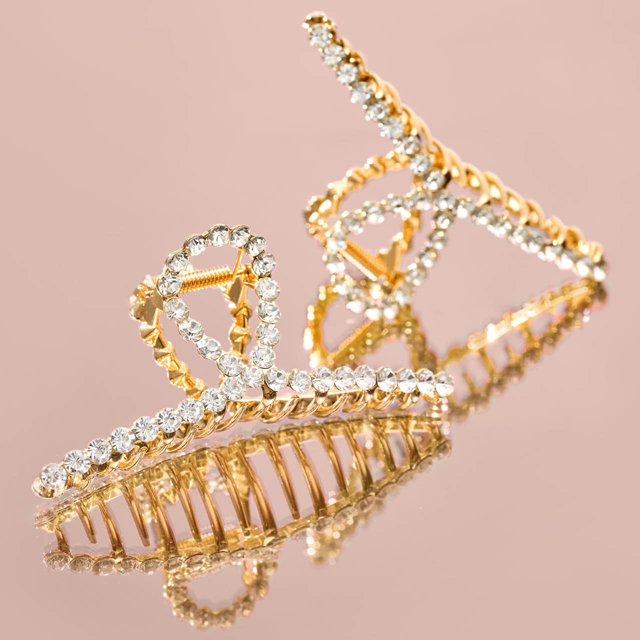 kitsch-gold-metal-rhinestone-loop-claw-clip-haarklammer image 8