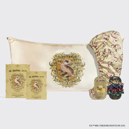 kitsch-x-harry-potter-hufflepuff-bundle-king-satin-kissenbezug-haarspangen-set image 1