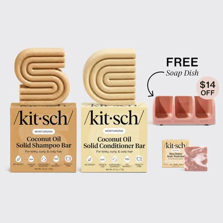 kitsch-coconut-oil-shampoo-conditioner-bar-bundle-mit-seifenschale-terracotta image 1
