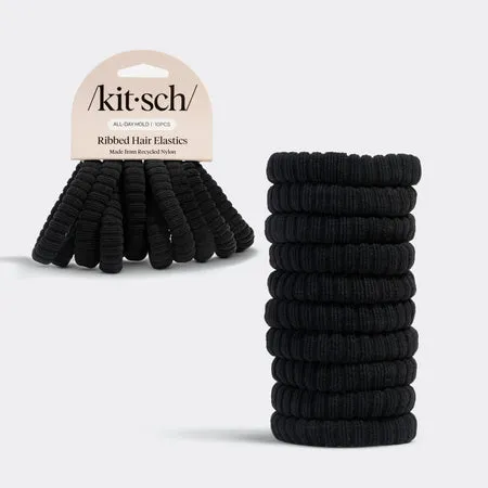 kitsch-black-ribbed-haargummis-strukturiert image 1