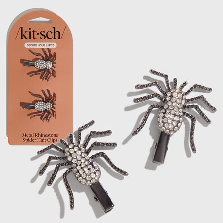 kitsch-spider-metal-rhinestone-hair-clips-spinne-strass image 1