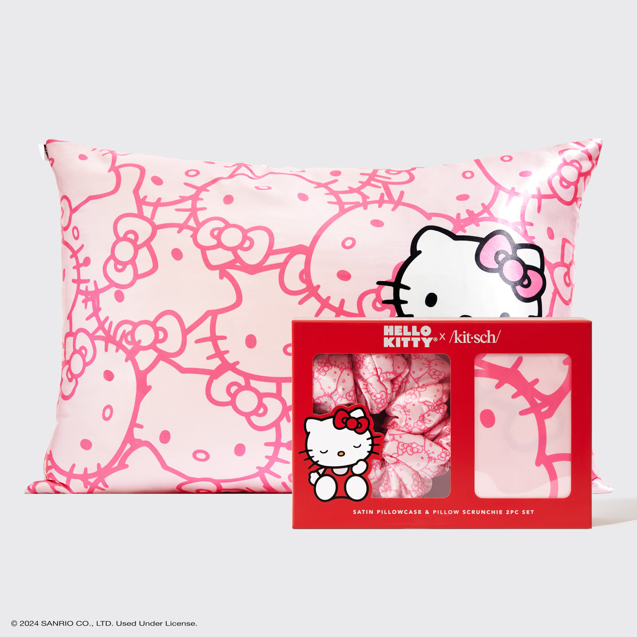 kitsch-hello-kitty-satin-pillowcase-pillow-scrunchie-2pc-set image 2
